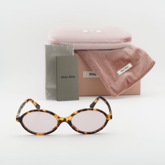Miu Miu MU04ZS 14L4I0 Oval Sunglasses – Honey Havana\\Pink main image 9